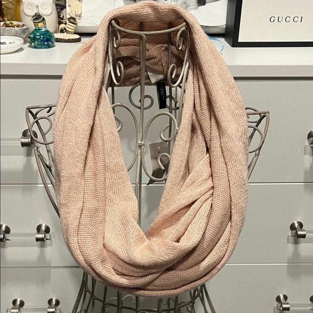 Ann Taylor Light Pink Sparkly Cashmere Blend Infinity Scarf, OS, NEW